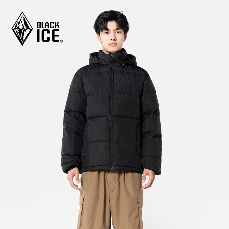 BLACKICE 24户外650蓬鸭绒男款加厚防风保暖羽绒服D FAF8905 黑色 499元