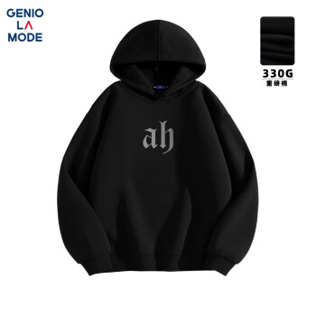 GENIOLAMODE 连帽卫衣男春秋季简约时尚印花百搭宽松青少年衣服男装