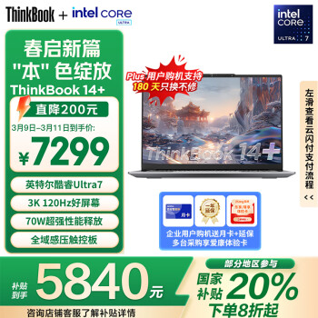 ThinkPad 14+ 2024款 14.5英寸轻薄本 灰色（Core Ultra7 155H、核芯显卡、32GB、1TB）