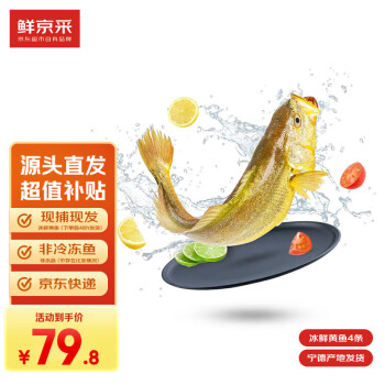 移動(dòng)端、京東百億補(bǔ)貼：鮮京采 寧德冰鮮黃魚 400g*4條