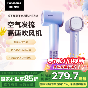 松下 Panasonic 負(fù)離子吹風(fēng)機(jī) 家用靜音高速電吹風(fēng)大功率吹風(fēng)筒 不傷頭發(fā)速干圣誕空氣發(fā)梳NE6M云霧紫