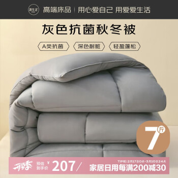 OBXO 源生活 秋冬被子 抗菌纤维被加厚冬季被芯双人 冬被 7斤200x230cm灰色 A类抗菌-冬厚被