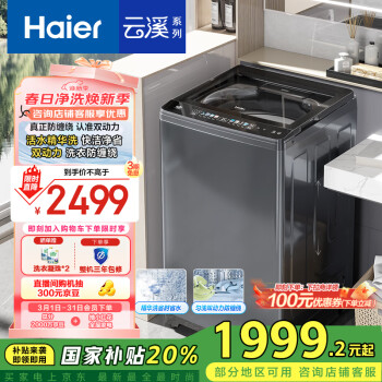 海尔 Haier 晶彩系列 ES100B37Mate6 变频波轮洗衣机 8kg 极夜灰