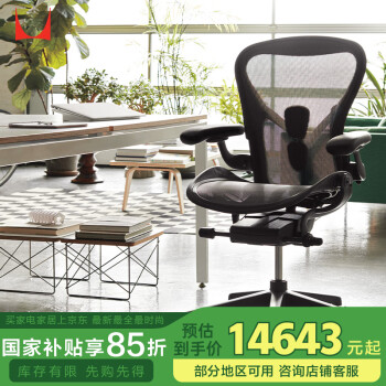 HermanMiller 赫曼米勒 HERMAN MILLER）Aeron人体工学椅 座椅 电脑椅 办公椅 石墨色 中号