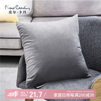 pierre cardin 皮爾·卡丹 抱枕靠墊 400mm*400mm*40mm 天鵝絨面料-灰色