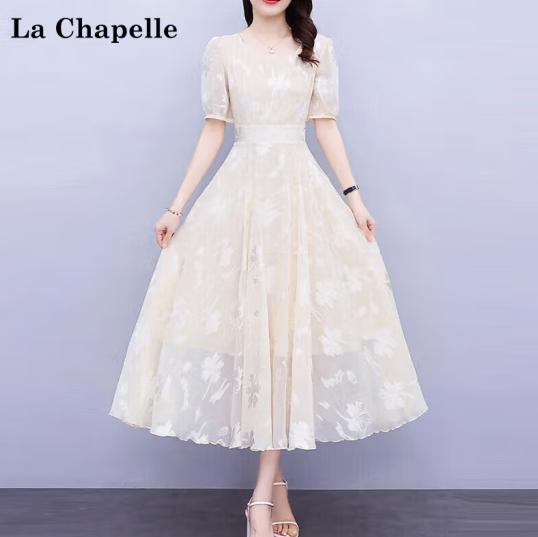 La Chapelle 拉夏贝尔 新款圆领法式中长裙 ￥79