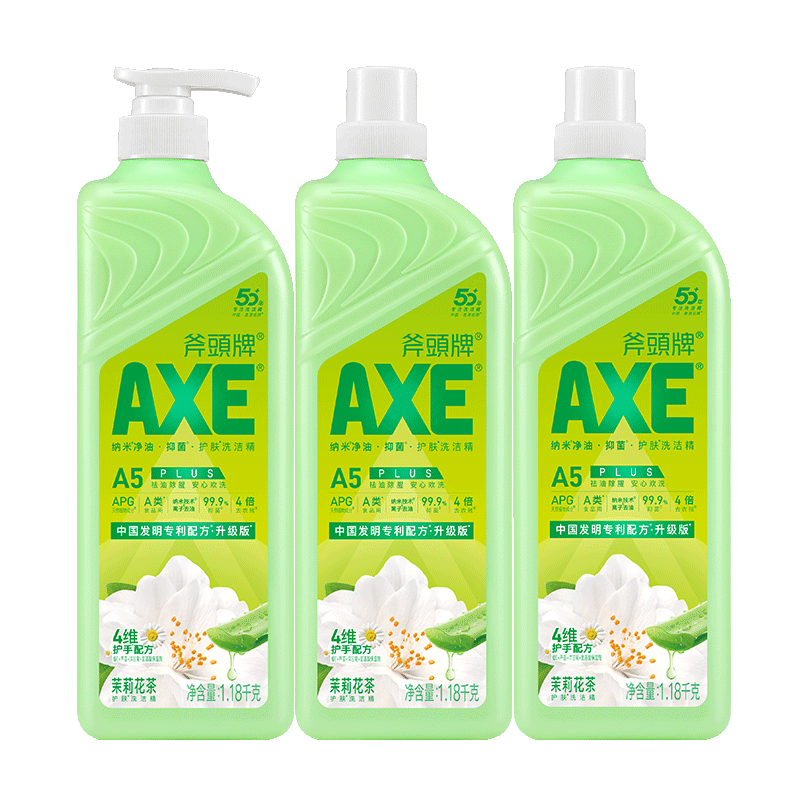 再降價(jià)、PLUS會(huì)員：斧頭牌（AXE）花茶護(hù)膚洗潔精 1.18kg 3瓶 25.06元