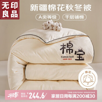 無印良品 MUJI 無印良品 A类华夫格棉花被芯 200*230cm 6斤