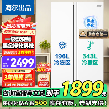 海爾 Haier BCD-527WDPC 風(fēng)冷對開門冰箱 527L 月光銀