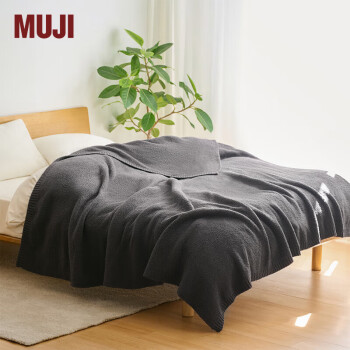 MUJI 無印良品 发热毛毛纱编织毯 180×200cm 炭灰色