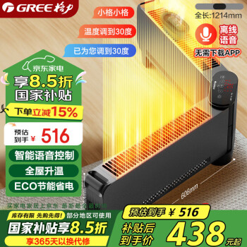 格力 GREE 踢腳線取暖器家用電暖器防水電暖氣移動(dòng)地暖客廳智能語(yǔ)音暖風(fēng)機(jī)NJE-S9020BV