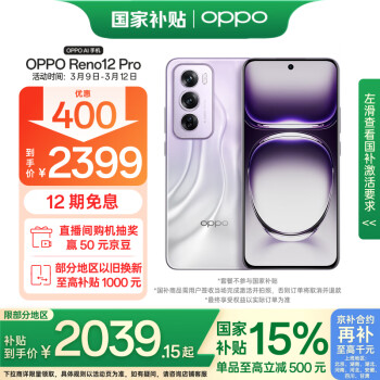 OPPO Reno12 Pro 5G手机 12GB+256GB 银幻紫