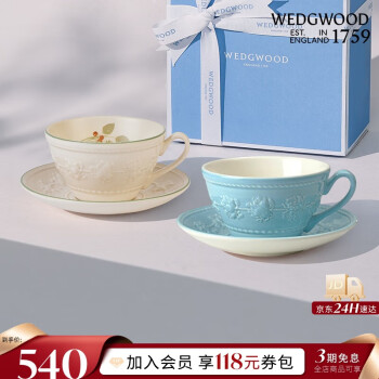 WEDGWOOD 歡愉假日 茶杯碟咖啡杯碟組合 玻璃 200ml 藍(lán)色+樹莓