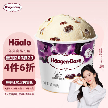 哈根達(dá)斯 H?agen·Dazs Haagen-Dazs）葡萄蘭姆酒口味冰淇淋 100ml/杯