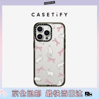 CASETiFY 絲帶小兔手機殼 適用于iPhone15 pro 透明黑框