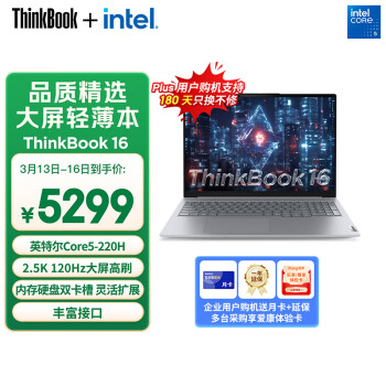 ThinkPad ThinkBook 16 2025 酷睿版 16英寸 輕薄本 灰色