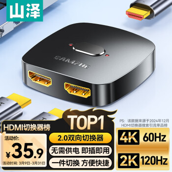 山澤 HV-300 HDMI2.0雙向切換器