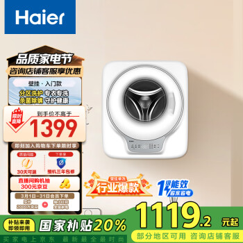 海尔 Haier 壁挂洗衣机3KG 婴儿儿童挂壁式 除菌 一级能效