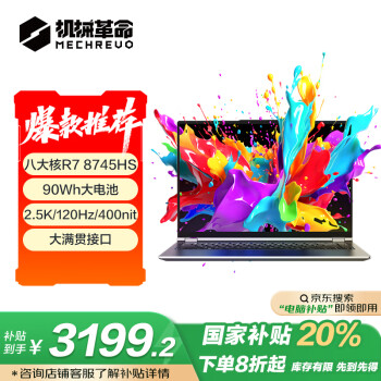 機械革命 無界15 Pro 15.3英寸輕薄本 灰色（R7-8745HS、16GB、1TB、2.5K）