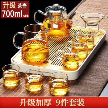 移動(dòng)端、京東百億補(bǔ)貼：逐簡(jiǎn) 玻璃茶具套裝 700ml 帶過濾