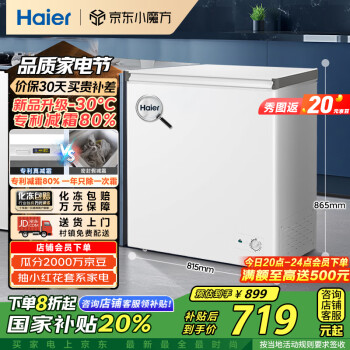 海爾 Haier 200升一級能效低霜小冰柜家用商用冷藏柜冷凍柜小型租房用小冰箱小型冷柜BC/BD