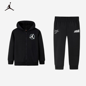 NIKE 耐克 Jordan耐克AJ童裝男童套裝冬季保暖加絨衛(wèi)衣長褲2件套裝