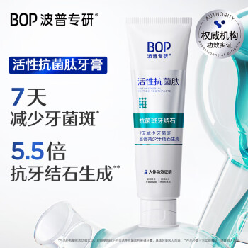 波普專研 BOP 活性抗菌肽牙膏抗菌斑牙結石去黃美白含氟抗菌斑牙結石 120g 抗菌牙結石120g