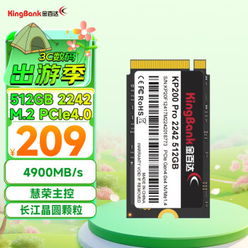 金百达 512GB SSD固态硬盘NVMe 2242 M.2接口 PCIe4.0 KP200 PRO 长江存储晶圆