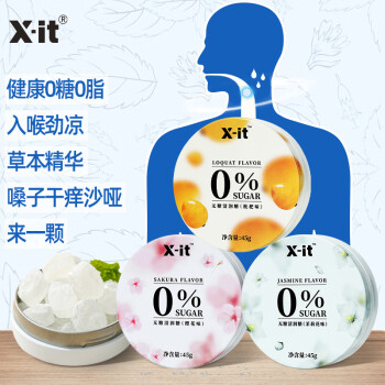 I\'MINT 无糖润喉糖 xit联名 45g*3盒 枇杷味+茉莉花味+樱花味