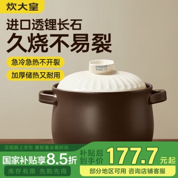 炊大皇 陶瓷煲6L砂锅煲汤熬药煮粥焖饭炖锅 养生汤锅大肚煲明火使用  6L