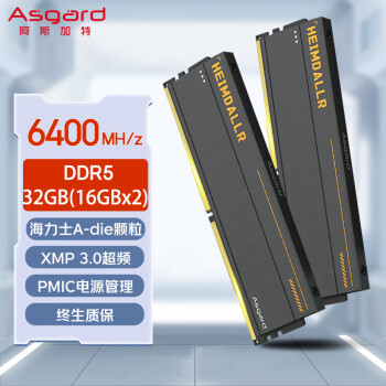 阿斯加特 32GB(16GBx2)套裝 DDR5 6400 臺式機(jī)內(nèi)存條 海姆達(dá)爾 海力士A-die顆粒 CL32