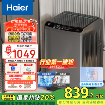 海爾 Haier 波輪洗衣機全自動家用 10公斤大容量 直驅(qū)變頻 一級能效 智能預(yù)約 以EB100B32Mate1