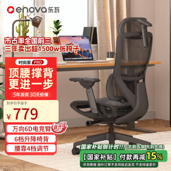 ENOVA 时尚家PRO版 人体工学电脑椅 墨妍黑Pro-6D扶手+升降背