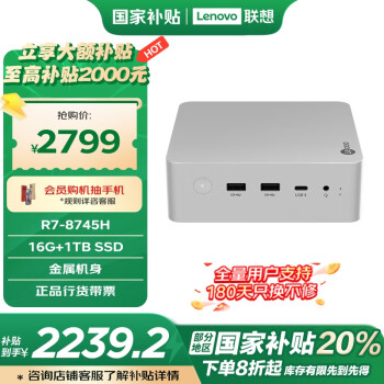 聯(lián)想 Lenovo 來(lái)酷MINI PRO商務(wù)迷你臺(tái)式機(jī)電腦(R7-8745H 16G 1TB SSD)水月銀