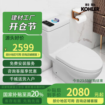 科勒 KOHLER 马桶KOHLER五级旋风连体马桶座便器K-19111 305mm坑距缓降盖板瑞雅丽裙版3/4.8L