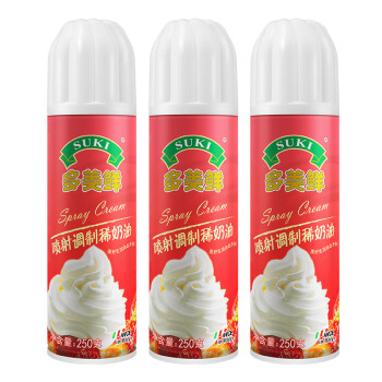 移动端、京东百亿补贴：多美鲜 意大利进口 喷射稀奶油 250g*3瓶 冷藏 动物脂肪奶油 即食