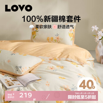 LOVO 乐我家纺 水洗纯棉四件套 甜蜜冰激凌 1.8m床