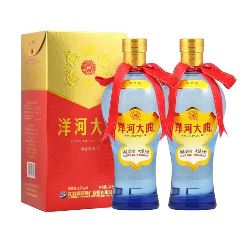 京东百亿补贴：洋河 洋河大曲 新天蓝 42度 浓香型白酒 375ml*2瓶 44.8元（合22.4元/瓶）