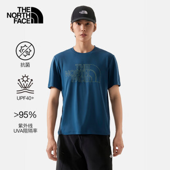 THE NORTH FACE 北面 短袖T恤男戶(hù)外吸濕透氣短袖87VZ 深海藍(lán)/HDC L