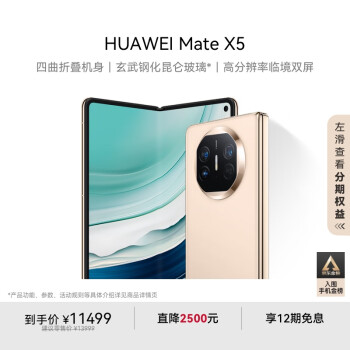 移动端、京东百亿补贴：华为 HUAWEI Mate X5 折叠屏手机 12GB+512GB 羽砂金