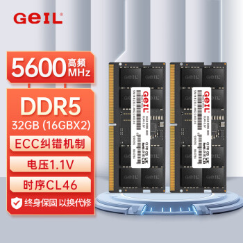 金邦 GeIL 32GB(16GBx2)套裝 DDR5 5600 筆記本內(nèi)存條 千禧系列