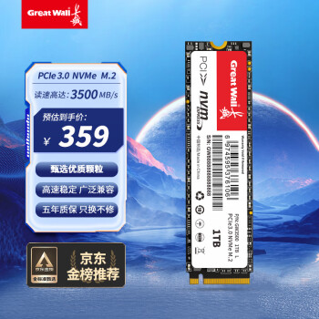 長城 GW3500 M.2 NVMe 固態(tài)硬盤 1TB（PCIe 3.0）