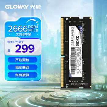 光威 戰(zhàn)將 DDR4 2666MHz 筆記本內存 普條 黑色 32GB