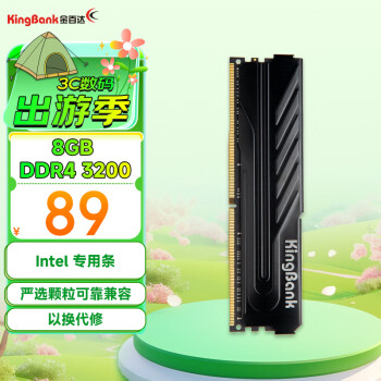 金百達(dá) 黑爵系列 DDR4 3200MHz 臺(tái)式機(jī)內(nèi)存 馬甲條 黑色 8GB