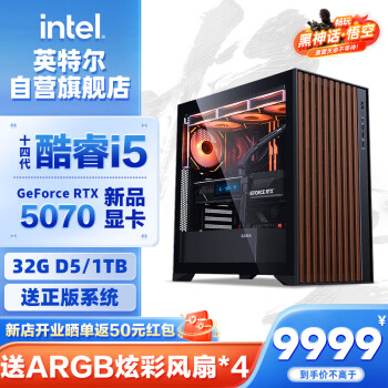 intel 英特爾 炫龍騎士 14代i5 14600KF/RTX 5070/32G D5/1T WIFI6游戲設計師臺式電腦主機整機20%