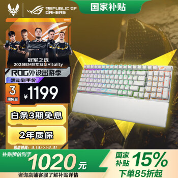 玩家國度 ROG 游俠2 RX 98 ABS版 三模機(jī)械鍵盤 月耀白 RX紅軸 RGB