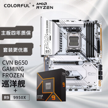 七彩虹 COLORFUL 主板CPU套装 CVN B650 GAMING FROZEN冰霜巡洋舰 AMD锐龙9 9950X CPU CPU套装