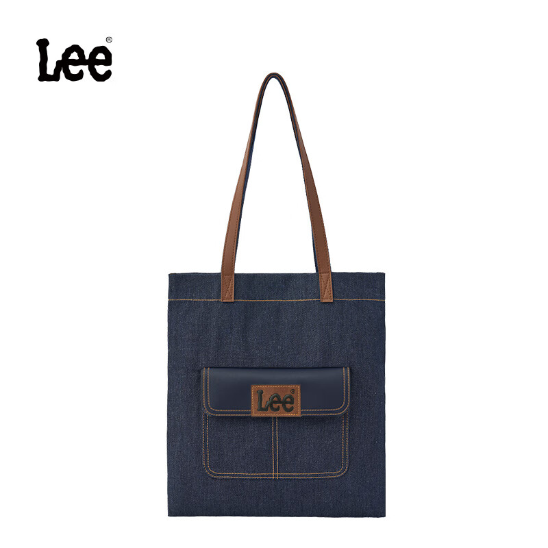 Lee 時尚休閑托特包牛仔布百搭手提包 牛仔藍(lán) ￥42.03