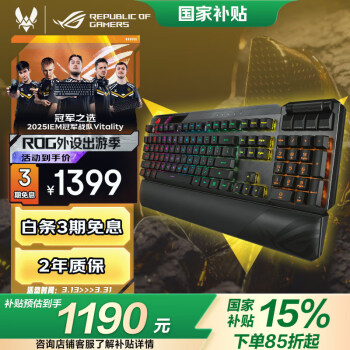 玩家国度 ROG 龙骑士 2代 104键 2.4G双模无线机械键盘 黑色 ROG RX红轴 RGB