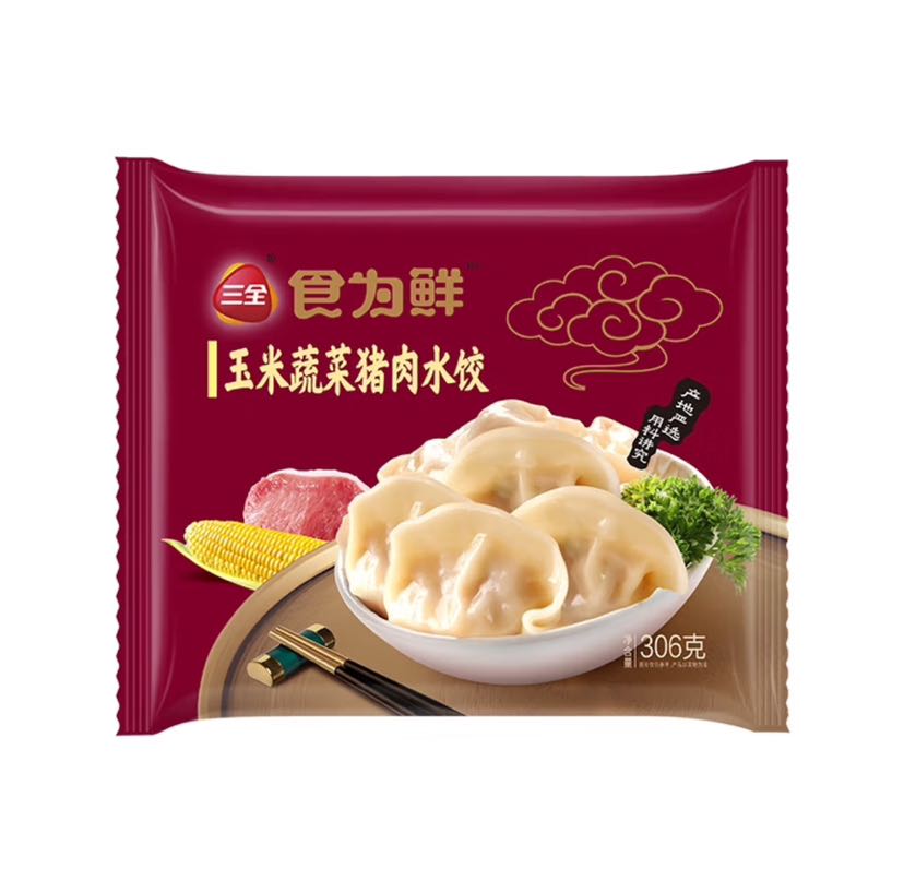 三全 食為鮮玉米豬肉水餃306g（任選10件） 4.9元（需買5件，需用券）